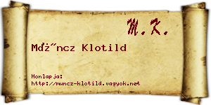 Müncz Klotild névjegykártya